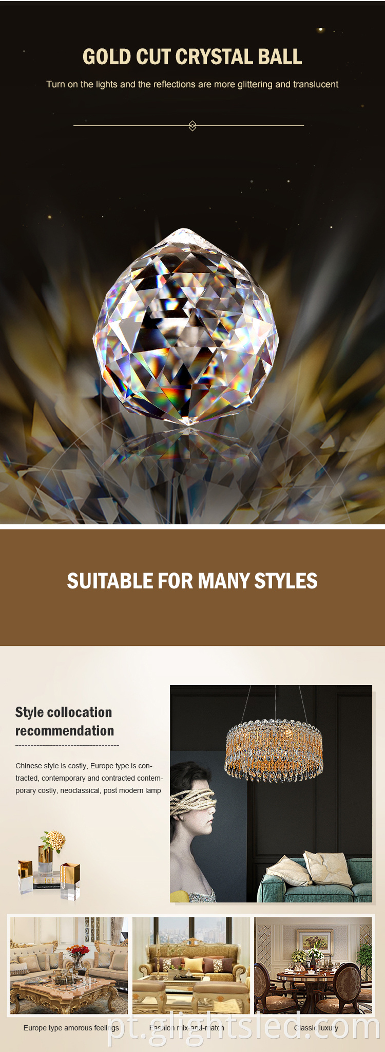 Luxo de aço inoxidável K9 cristal 3000k hotel redondo pendurar lustre led G9